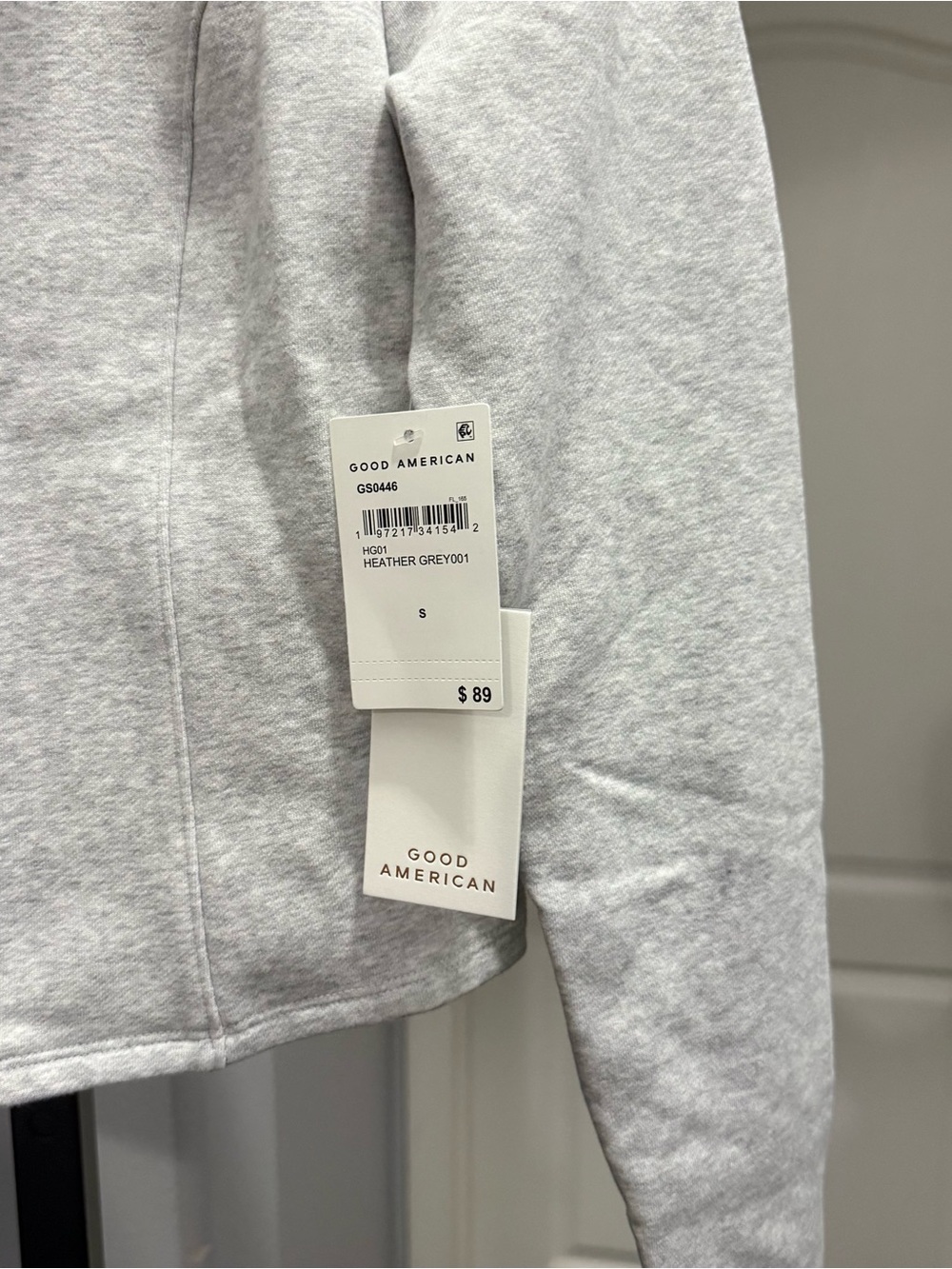 Good American Heather Grey Tracksuit Zip Up Mock Neck Fitted Jacket Size Small - Picture 3 of 6